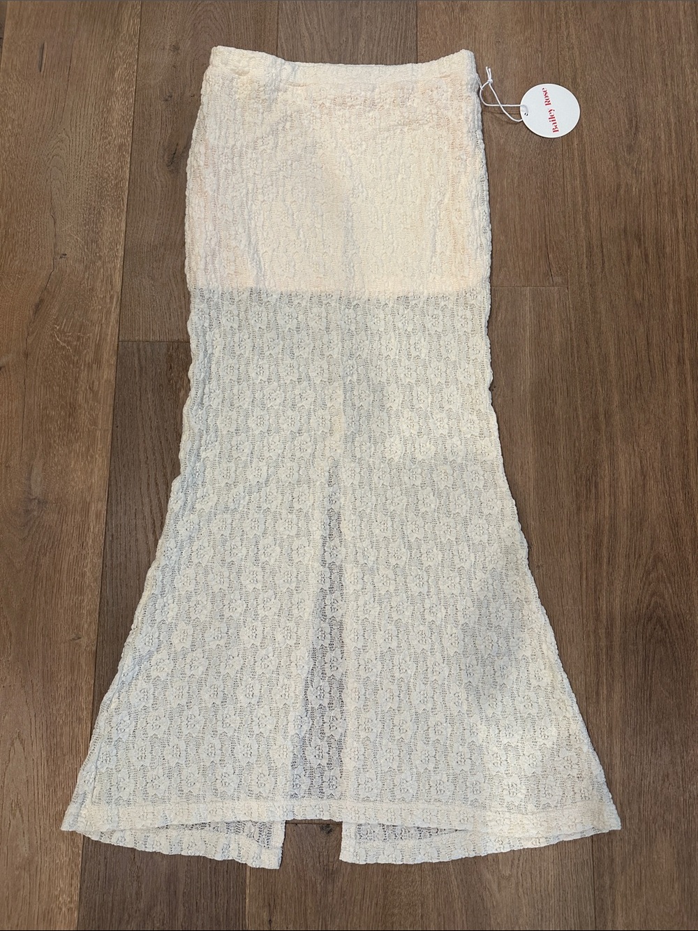 Cream Lace Maxi Skirt with built in Mini Skirt